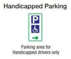 White and Blue Handicapped Parking Sign